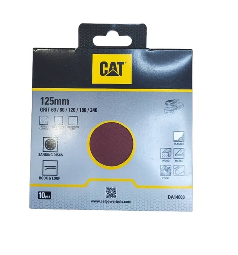 [JUE-CAT-DA14003] JUEGO DE HOJAS DE LIJA 125 MM GRANOS (6 - 80 -120 - 180 - 240 ) REF. DA14003 MARCA CAT