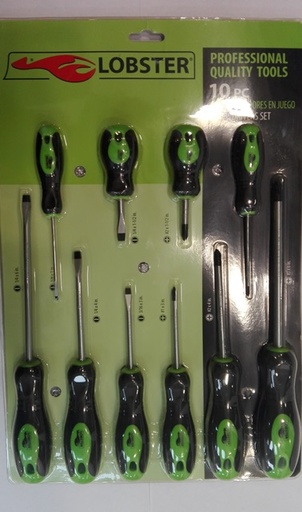 [JUE-LOB-139147] JUEGO DE DESTORNILLADORES PALA Y PHILLIPS 10 PZAS REF. 139147 MARCA LOBSTER