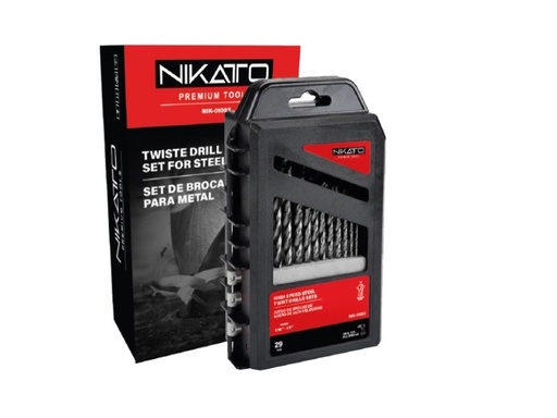 [JUE-NIK-NIK-01003] JUEGO DE BROCAS P/METAL HSS 29 PZAS 1/16"-1/2" REF. NIK-01003 MARCA NIKATTO