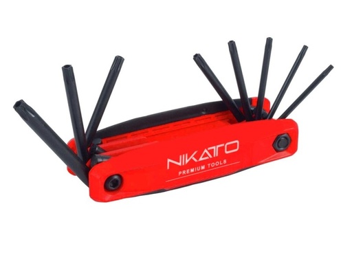 [JUE-NIK-NIK-18-011] JUEGO DE LLAVE TORX PLEGABLE T9 A T40 8 PZAS REF. NIK-18-011 MARCA NIKATTO