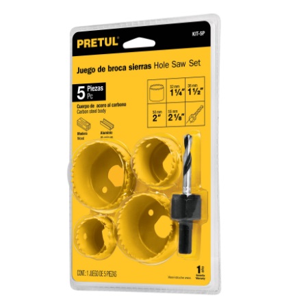 [JUE-PRE-23550] JUEGO DE SIERRA COPA 5 PZAS. PARA MADERA MOD. KIT-5P REF. 23550 MARCA PRETUL