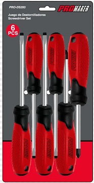 [JUE-PRO-DS293] JUEGO DE DESTORNILLADORES 6 PZAS PRO REF. PRO-DS293 MARCA PROMAKER