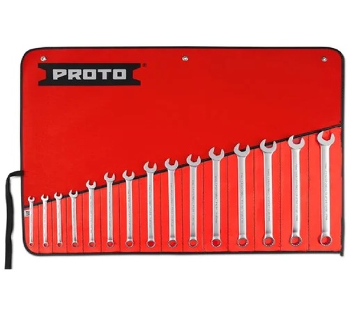 [JUE-PRO-J1200F] JUEGO DE LLAVE COMBINADA 15 PZAS 7 MM A 21 MM ANTI-SLIP REF. J1200F / 073114 MARCA PROTO