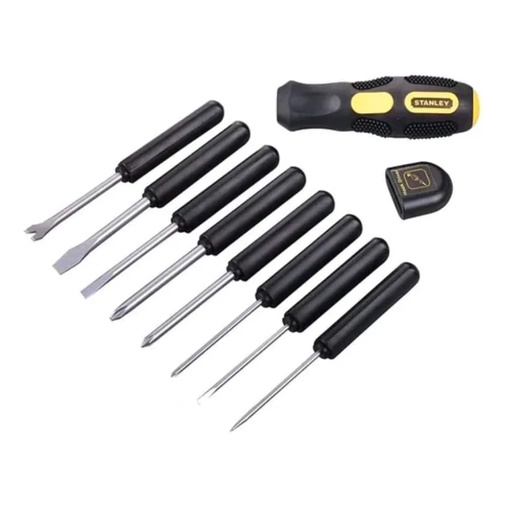 [JUE-STA-62511] JUEGO DE DESTORNILLADORES 8 PZAS C/ PUNTAS INTERCAMBIABLES C/B REF. 62511 MARCA STANLEY