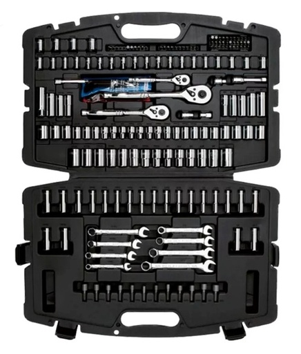 [JUE-STA-91988] JUEGO DE DADOS / AUTOCLET LAR/COR COMB. 1/4" - 3/8" - 1/2" SAE/MM 201 PZAS REF. 91-988 MARCA STANLEY