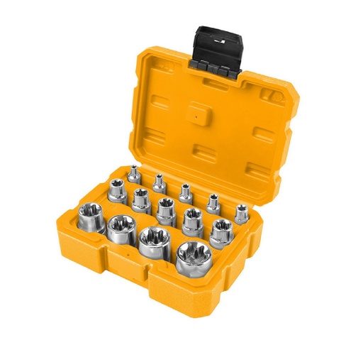 [JUE-TOL-15514] JUEGO DE DADOS TIPO ESTRELLA 14 PIEZAS MATERIAL CR-V CON TRATAMIENTO TERMINCO REF: 15514 MARCA TOLSE