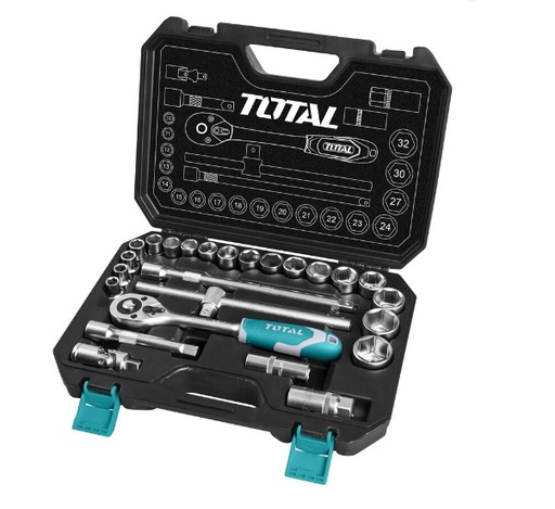[JUE-TOT-THT121251] JUEGO DE DADOS / AUTOCLET DADOS DE 1/2" 25 PZAS DE 10 A 32 MM REF. THT121251 MARCA TOTAL TOOLS
