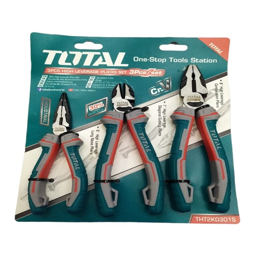 [JUE-TOT-THT2K0301S] JUEGO DE ALICATES DE COMBINACION DE ALTO IMPACTO 3 PZAS ( 6",7",8") REF.THT2K0301S MARCA TOTAL TOOLS