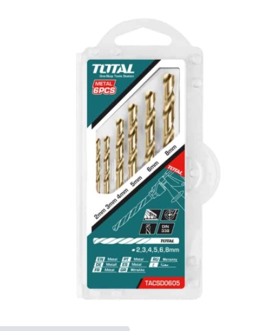 [JUE-TOT-UTACSD0605] JUEGO BROCAS / MECHAS PARA TALADRO HSS 6 PZAS REF. TACCSD0605 MARCA TOTAL TOOLS