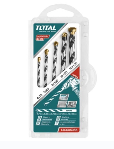 [JUE-TOT-UTACSD5055] JUEGO BROCAS / MECHAS PARA TALADRO CONCRETO 5 PZAS ( 5/32 - 3/8" ) REF. UTACSD5055 MARCA TOTAL TOOLS
