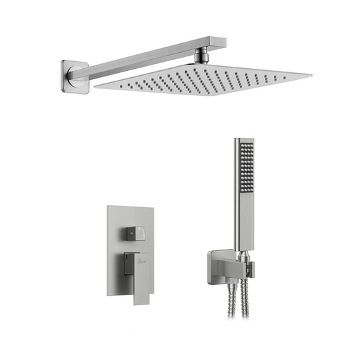 [KIT-BAR-DUC.03.05] KIT DE DUCHA MONOMANDO CUADRADA ACERO INOX. CROMADO REF. DUC.03.05 MARCA BARI
