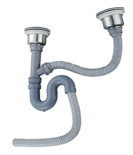 [KIT-BAR-SIF.01.02] KIT DESAGUE PARA FREGADERO 2 TINA TIPO CESTA C/ SIFON Y MANGUERA REF. SIF.01.02 MARCA BARI