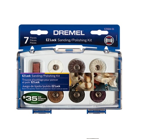 [KIT-DRE-864626] KIT / JUEGO DE ACCESORIOS LIJAR Y PULIR 7 PZAS P/DREMEL C/ESTUC AZUL MOD.EZ684-01/2615E684AA DREMEL