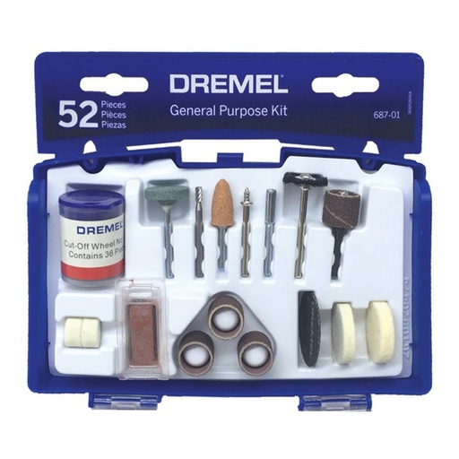 [KIT-DRE-864668] KIT / JUEGO DE ACCESORIOS GENERAL 52 PZAS P/DREMEL C/ESTUCHE MOD. 26150730AA / 730-01 DREMEL