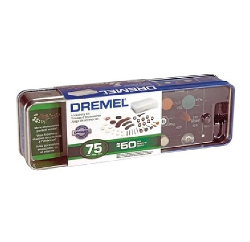 [KIT-DRE-864684] KIT / JUEGO DE ACCESORIOS GENERAL 75 PZAS P/DREMEL C/ESTUCHE METALICO MOD.707 REF. 26150707AC DREMEL
