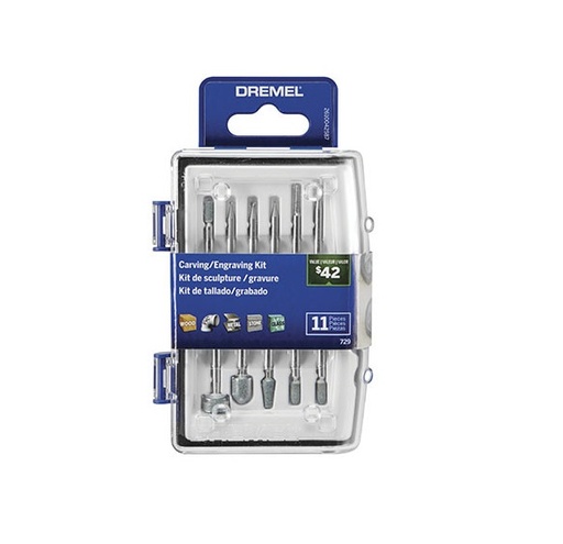 [KIT-DRE-864722] KIT / JUEGO DE ACCESORIOS PARA TALLAR Y GRABAR 11 PZAS P/DREMEL C/ESTUCHE AZUL MOD.26150729AB DREMEL