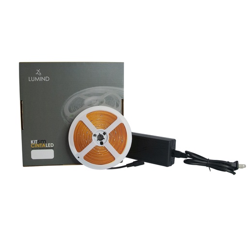 [KIT-LUM-LUM-24] KIT CINTA LED TIPO COB S/PUNTOS 5MTS 12 VDC AMBAR 10W/M REF.LUM-24 MARCA LUMIND