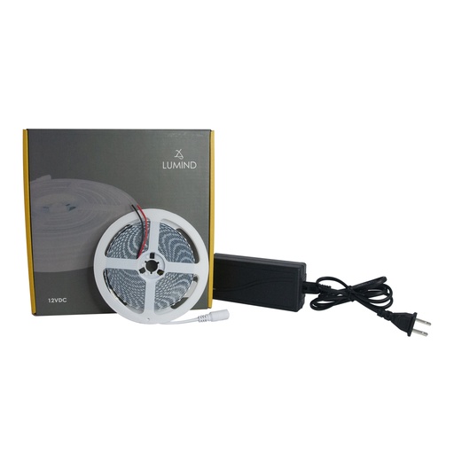 [KIT-LUM-LUM-27] KIT CINTA LED 5 MTS 12 VDC 120 LEDS/M 3000 K REF.LUM-12V-2835-120D-IP20 MARCA LUMIND