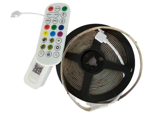 [KIT-LUM-LUM-657] KIT DE CINTA LED COB 5 MTS 24V RGB 4 PINESIP20 672 LEDS/MTS 12 W/MT C/CONT REF. LUM-657 MARCA LUMIND