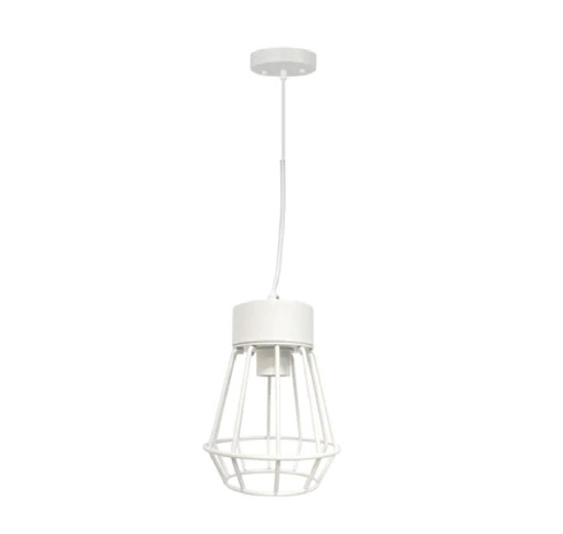 [LAM-770-26714A-WH] LAMPARA COLGANTE 60 W E27 17 D X 22.5 CM COLOR BLANCO REF. 26714A-WH MARCA 770 LIGHTS