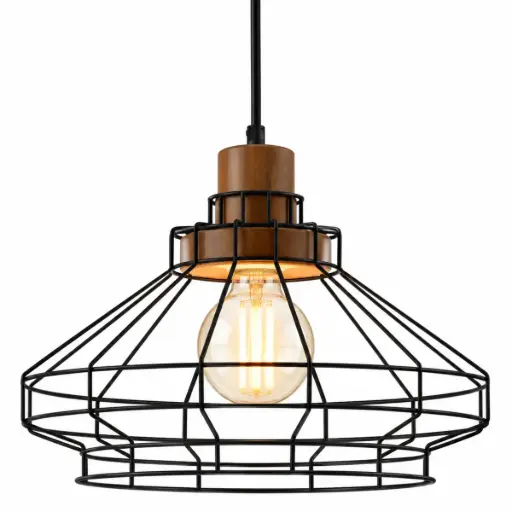 [LAM-770-26736A-BK] LAMPARA COLGANTE E27 36 CM X 28 CM X 150 CM COLOR NEGRO REF. 26736A-BK COD.880264 MARCA 770 LIGHTS