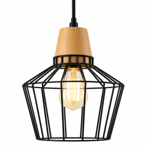 [LAM-770-26737B-BK] LAMPARA COLGANTE LED 1 X E27 1.5 MTS 19 CM X 30 CM REF. 26737B-BK MARCA 770 LIGHTS