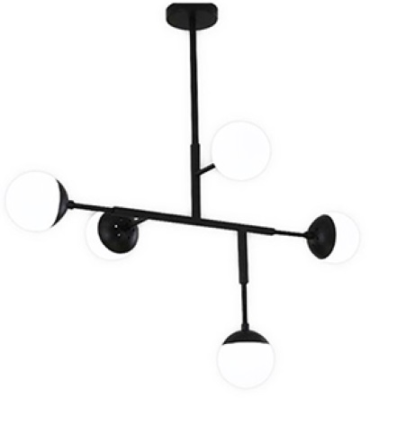 [LAM-770-26745A-BK] LAMPARA COLGANTE 5 X E27 60W 84CM X 54 CM COLOR NEGRO REF. 26745A-BK MARCA 770 LIGHTS