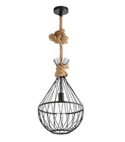 [LAM-770-26750A-BK] LAMPARA COLGANTE 60 W E27 32 CM X 120 CM COLOR NEGRO REF. 26750A-BK MARCA 770 LIGHTS