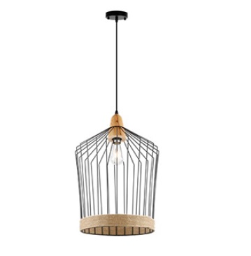 [LAM-770-26750S-BK] LAMPARA COLGANTE 60 W E27 30 CM X 52 CM COLOR NEGRO REF. 26750S-BK MARCA 770 LIGHTS