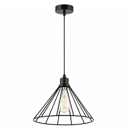 [LAM-770-26870B] LAMPARA COLGANTE 60 W E27 28 CM X 28 CM X 120 CM COLOR NEGRO REF. 26870B COD.884743 MARCA 770 LIGHTS