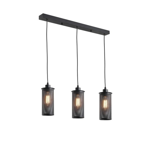 [LAM-770-26891A-3H] LAMPARA COLGANTE 40 W E27 55 CM X 12 CM X 120 CM COLOR NEGRO REF.26891A-3H MARCA 770 LIGHTS