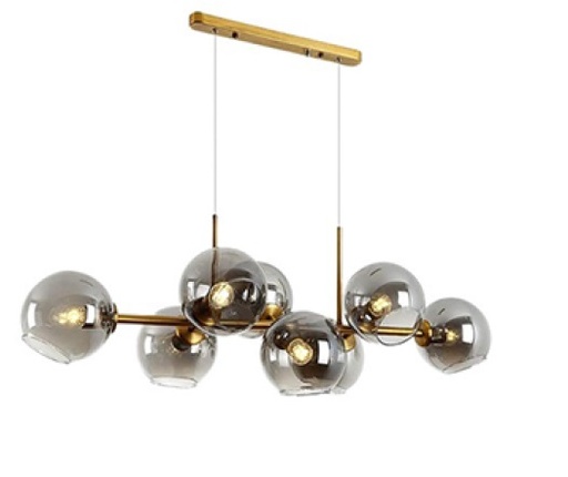 [LAM-770-26896A-GY] LAMPARA COLGANTE 8 X E27 40W 90 CM X 25 CM X 120 CM COLOR GRIS REF. 26896A-GY MARCA 770 LIGHTS