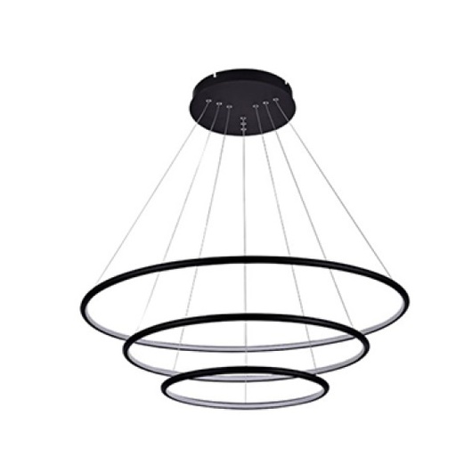 [LAM-770-26922A-BK] LAMPARA COLGANTE LED 3 AROS 108W 3000K 80+60+40 X 120 CM NEGRO REF. 26922A-BK MARCA 770 LIGHTS