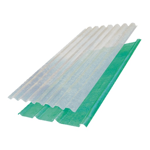 [LAM-DEC-DCG244] LAMINA PERFIL 7 TRANSLUCIDA COLOR BLANCO LECHE 2.44 MTS CINCO ONDAS Y MEDIA ESP.0.85MM ECO GLASS