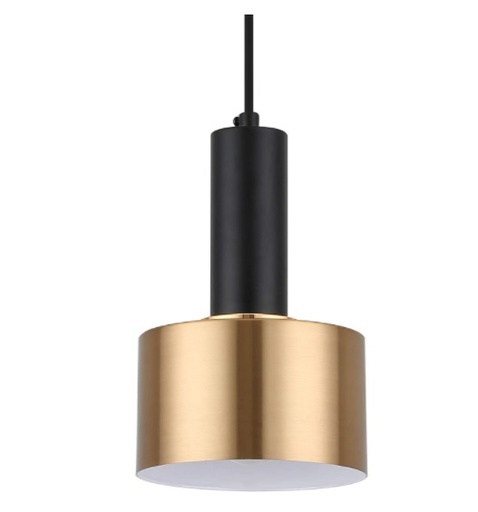 [LAM-FIV-X0028ZM7TN] LAMPARA COLGANTE MINI DE TECHO CILINDRICA 4W E27 NEGRO/DORADO REF. X0028ZM7TN MARCA FIVE SIX SEVEN