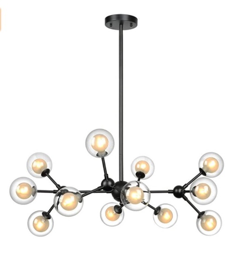 [LAM-LAM-LP-CL02-BK12] LAMPARA COLGANTE DE TECHO ARAÑA 12 LUCES G9 120 V CON BOMBILLO REF. LP-CL02-BK12 MARCA LAMPUNDIT