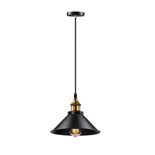 [LAM-LIC-X002ELLCB] LAMPARA COLGANTE DE TECHO VINTAGE E27 120 X 26 X 11 CM NEGRO C/DORADO REF. X002ELLCB MARCA LICPERRON