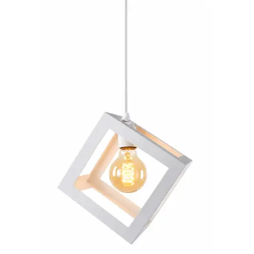 [LAM-LUM-LUM-106] LAMPARA COLGANTE DECORATIVA RETRO CUBO COLOR BLANCO REF. LUM-D067W MARCA LUMIND