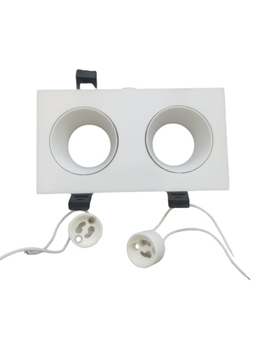 [LAM-LUM-LUM-1370-W] LAMPARA SPOT DOBLE CUADRADO DIRIGIBLE P/DICROICO GU10 BLANCO C/SOC REF.LUM-1370-W MARCA LUMIND