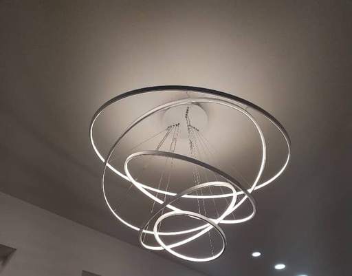 [LAM-LUM-LUM-166] LAMPARA COLGANTE 5 AROS (40-60-80-100-120 CM) REDONDO / PLATA REF.LUM-C-8059-5C MARCA LUMIND