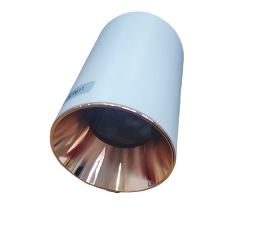 [LAM-LUM-LUM-321] LAMPARA TECHO TIPO CILINDRO BLANCO CON GOLDEN ROSE (SIN SOCATE) 71 X H 100 MM REF. LUM-321 LUMIND