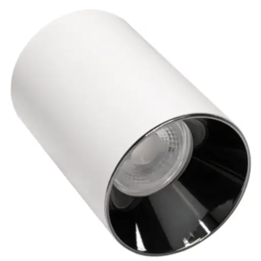 [LAM-LUM-LUM-322] APLIQUE DE TECHO SUPERF. CILINDRO P/GU10 BLANCO C/TAPA NEGRA SIN SOCATE 71X105MM REF. LUM-322 LUMIND