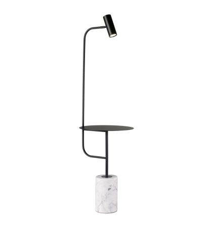 [LAM-LUM-LUM-406] LAMPARA DE PISO DECORATIVA 3W 3000K MOD. ELGON COLOR NEGRO / PIEDRA MARMOL REF.LUM-406 MARCA LUMIND