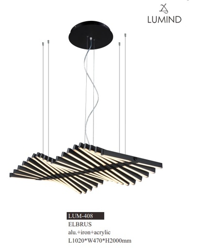 [LAM-LUM-LUM-408] LAMPARA COLGANTE DECORATIVA 120W 3000K MOD. ELBRUS COLOR NEGRO REF.LUM-408 MARCA LUMIND
