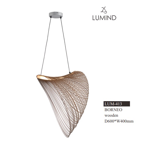 [LAM-LUM-LUM-413] LAMPARA COLGANTE DECORATIVA 20W 3000K MOD. BORNEO COLOR MADERA CLARA REF.LUM-413 MARCA LUMIND