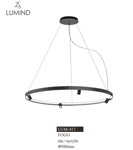 [LAM-LUM-LUM-417] LAMPARA COLGANTE DECORATIVA ARO 98 CM 5W 3000K MOD. FOGO COLOR NEGRO MATE REF.LUM-417 MARCA LUMIND