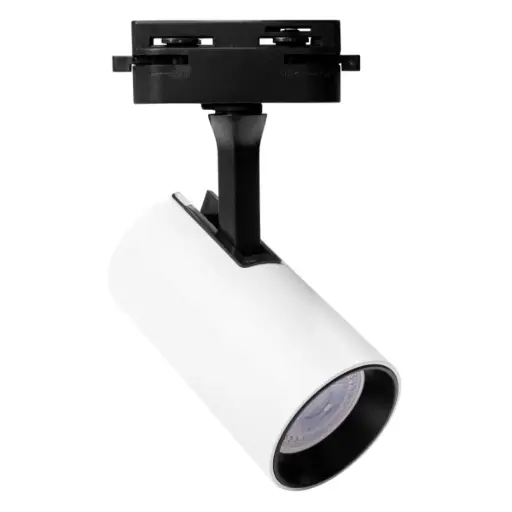 [LAM-LUM-LUM-446] LAMPARA TIPO BALA PARA DICROICO GU10 BLANCO - NEGRO P/ RIEL TRACK LIGHT H REF. LUM-446 MARCA LUMIND