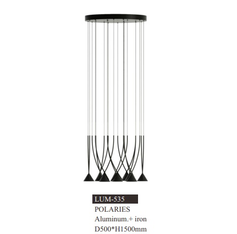 [LAM-LUM-LUM-535] LAMPARA COLGANTE DECORATIVA 110-240V 3000K MOD. POLARIES COLOR NEGRO REF.LUM-535 MARCA LUMIND