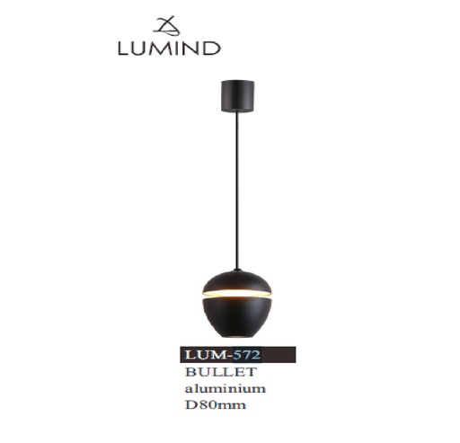 [LAM-LUM-LUM-572] LAMPARA COLGANTE DECORATIVA 3000K 8 CM MOD. BULLET REF.LUM-572 NEGRO MARCA LUMIND
