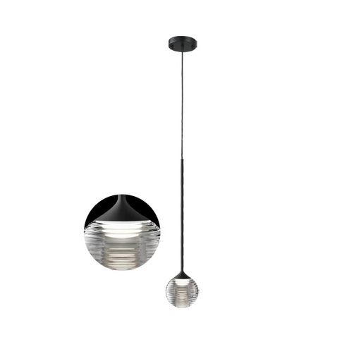 [LAM-LUM-LUM-575] LAMPARA COLGANTE DECORATIVA 3W 3000K 9X30CMCM DROPS COLOR NEGRO+CLEAR GLASS REF.LUM-575 LUMIND